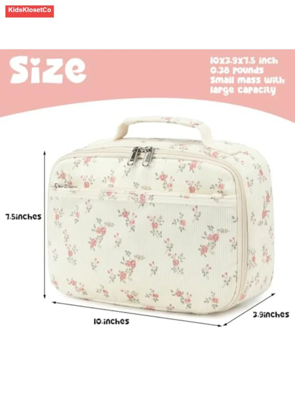 Insulated Lunch Bag Corduroy Kids Girls Waterproof Thermal Tote with External